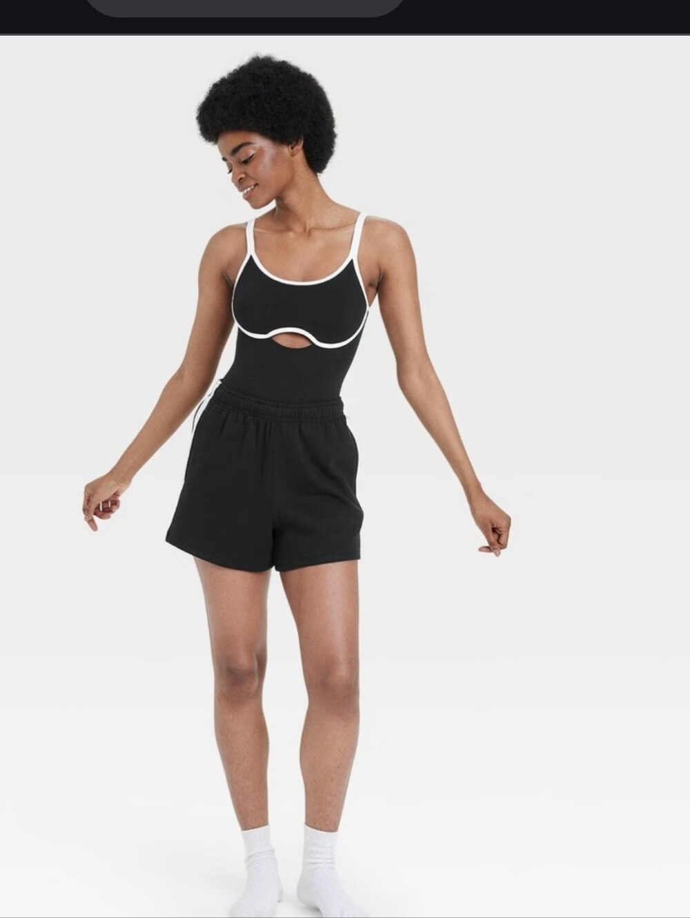 Women's Contrast Trim Keyhole Bodysuit - Colsie Stunning Black XS